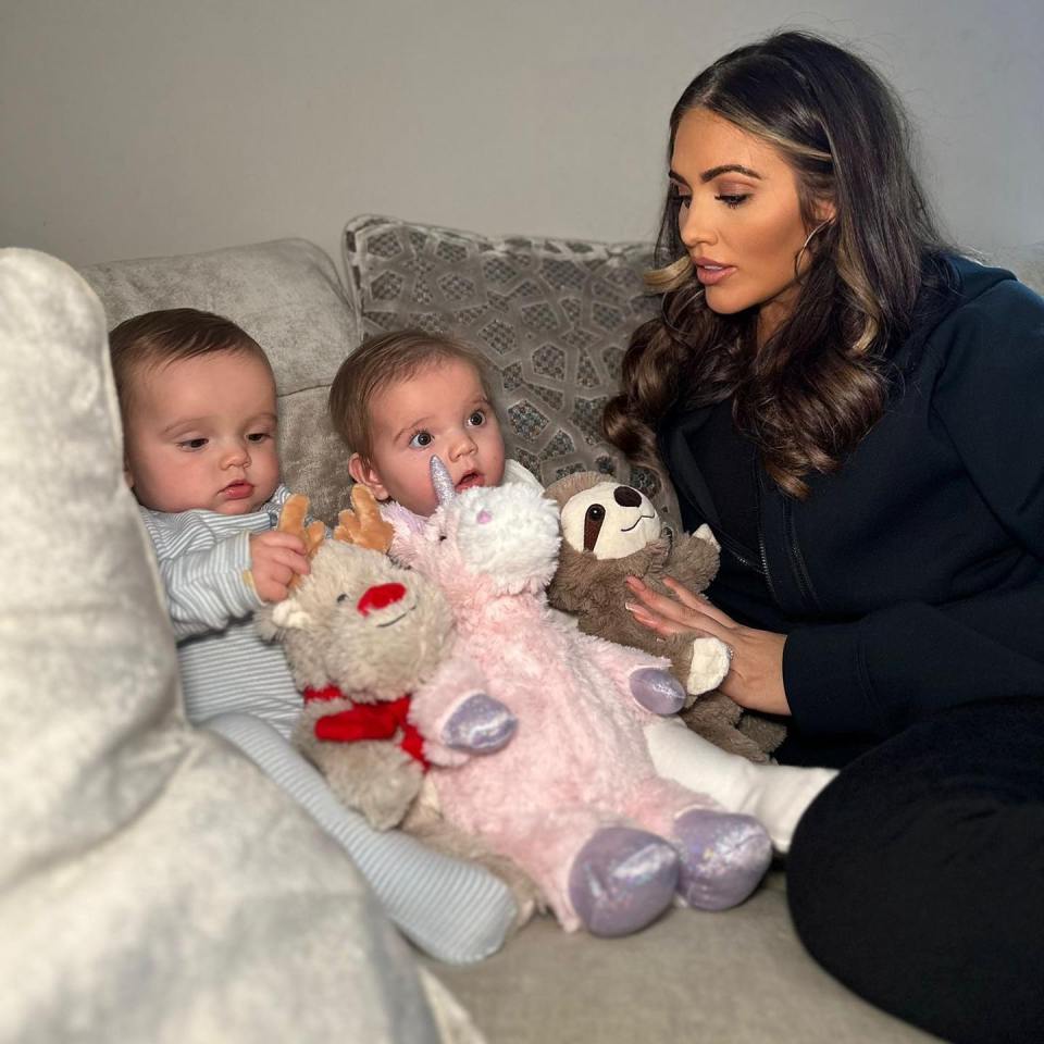 Amy pictured with her twins Billie and Milly