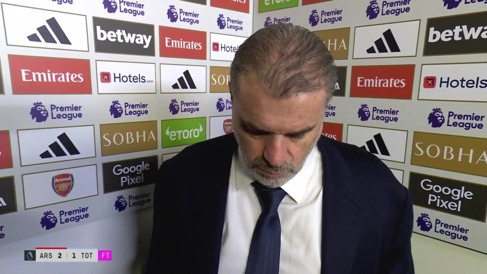 Ange Postecoglou in a post-match interview after Arsenal beat Tottenham 2-1.