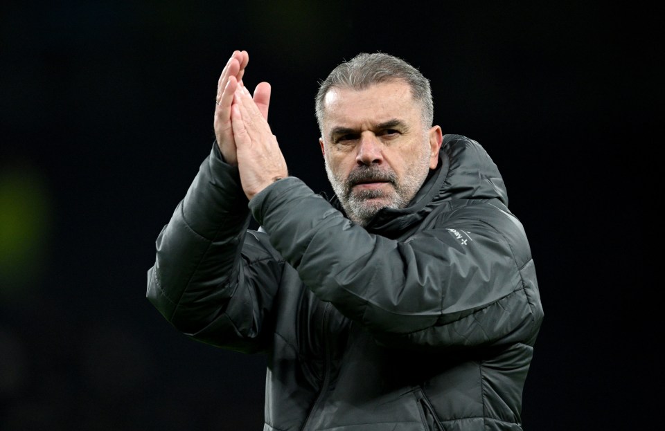 Ange Postecoglou, manager of Tottenham Hotspur, applauding.