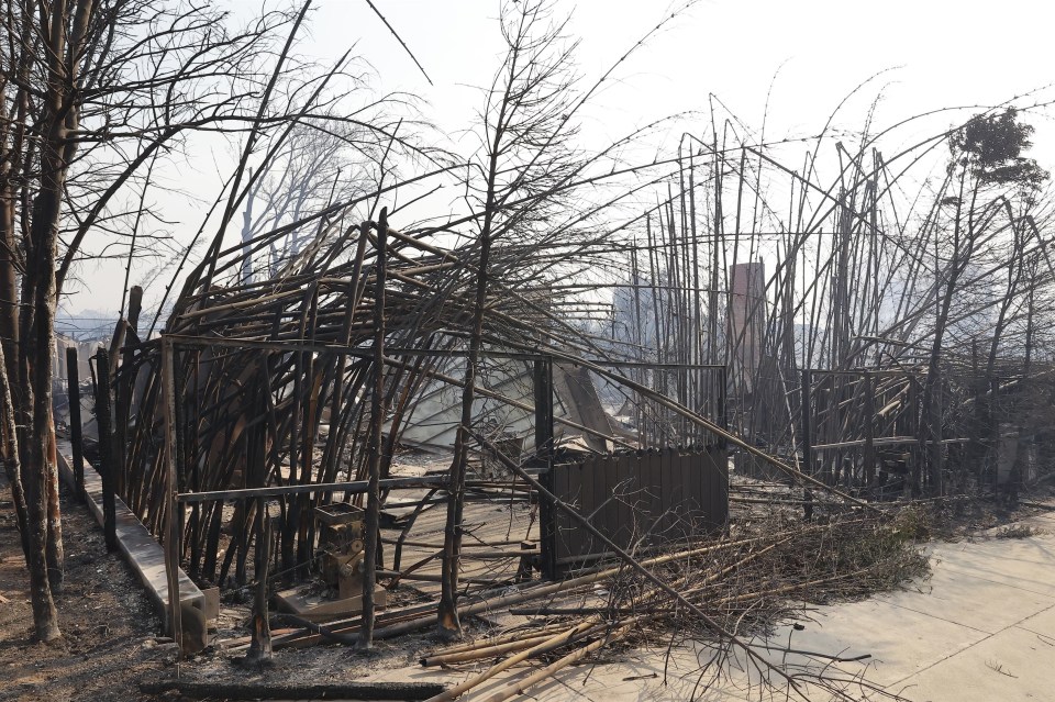 Fire-damaged remains of a home.