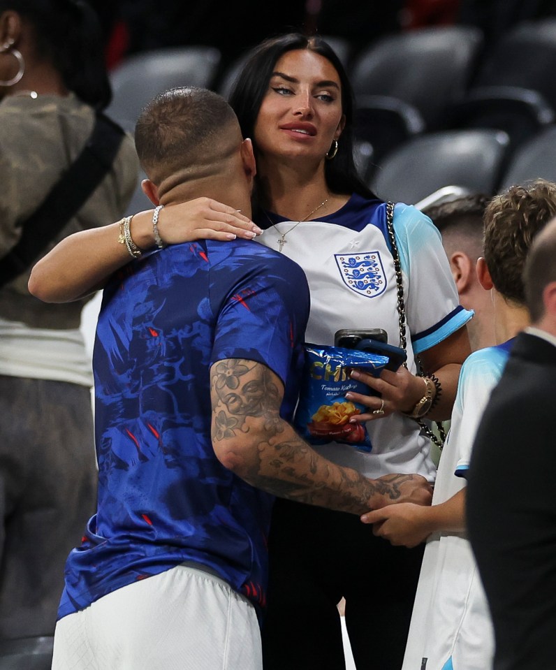 Annie Kilner, wife of Kyle Walker, at a FIFA World Cup match.