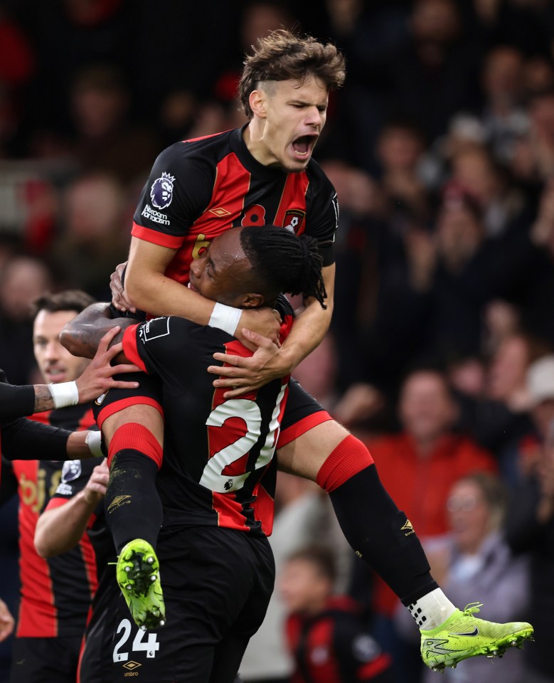 AFC Bournemouth players celebrating a goal.