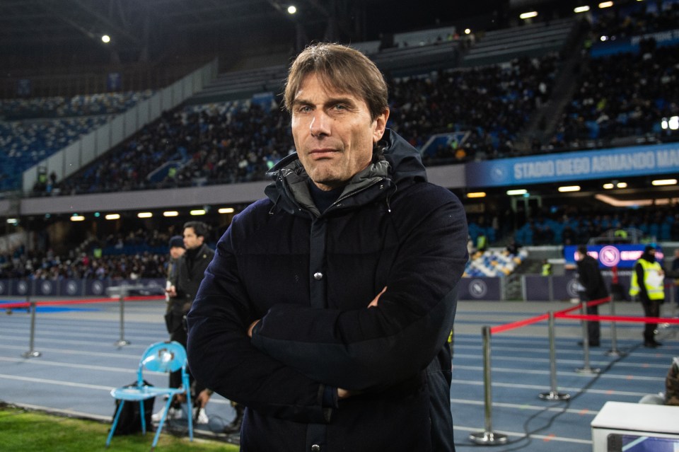 Antonio Conte, SSC Napoli coach, at Stadio Diego Armando Maradona.