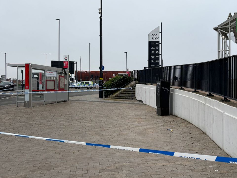 Police cordon near a Birmingham shopping center.