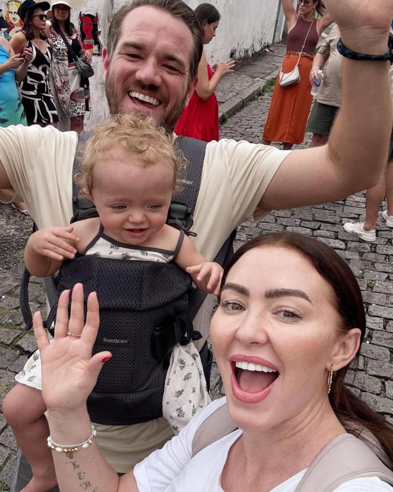 Natasha Hamilton with her family on holiday.