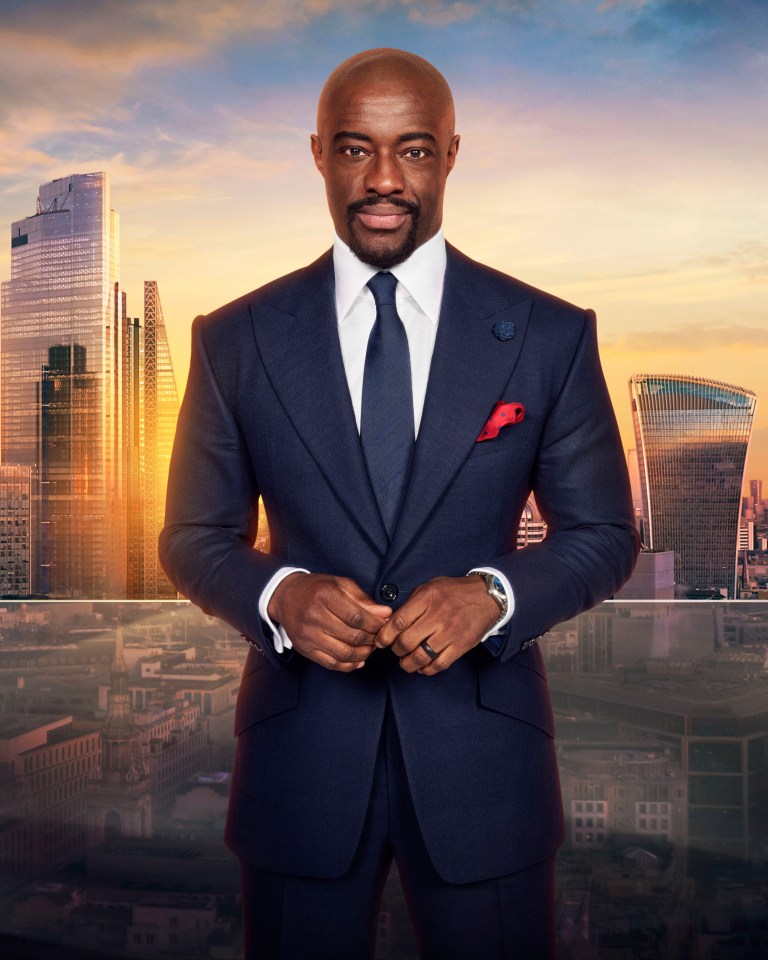 Tim Campbell MBE, The Apprentice S19, in suit against London skyline.