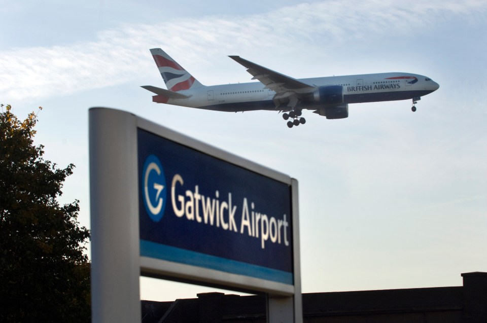 A plane comes in to land at Gatwick Airport (stock image)