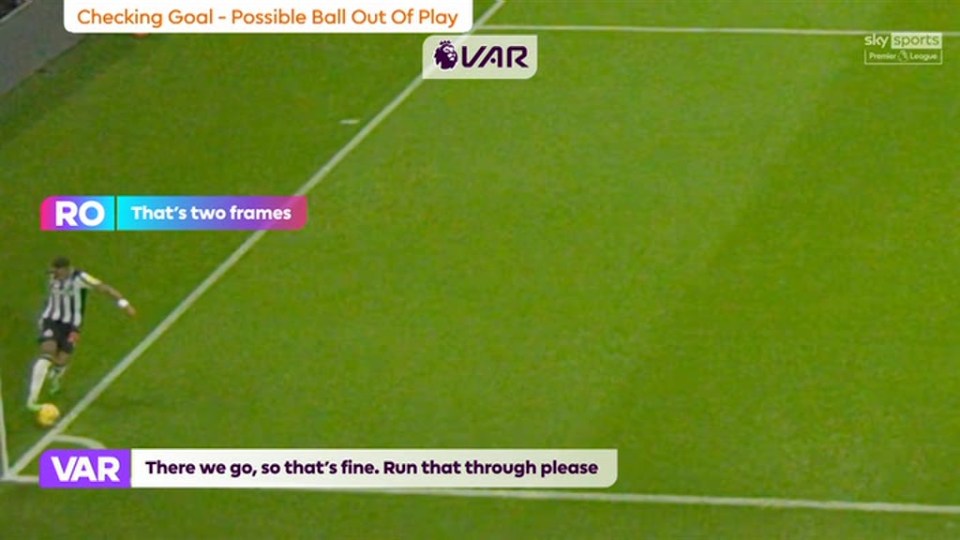 Arsenal fans belive this ball went out of play before another Newcastle goal against the Gunners