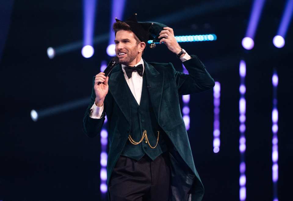 Joel Dommett on stage at The Masked Singer Christmas Special.