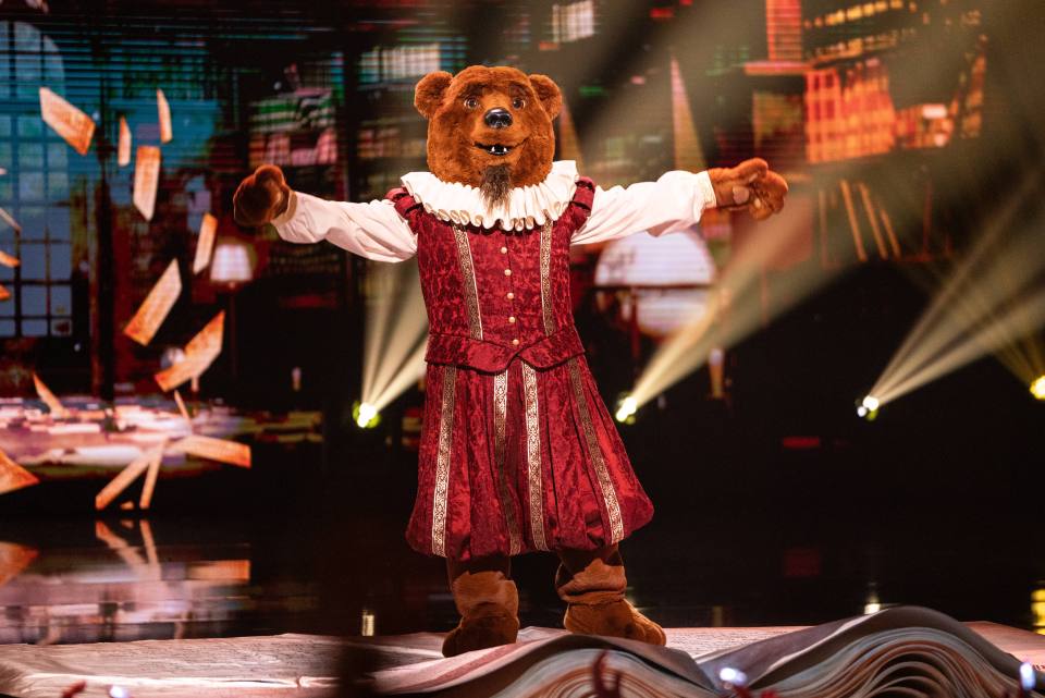 Bear costume on stage for The Masked Singer.