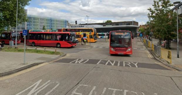 Buses at Bedford bus station.