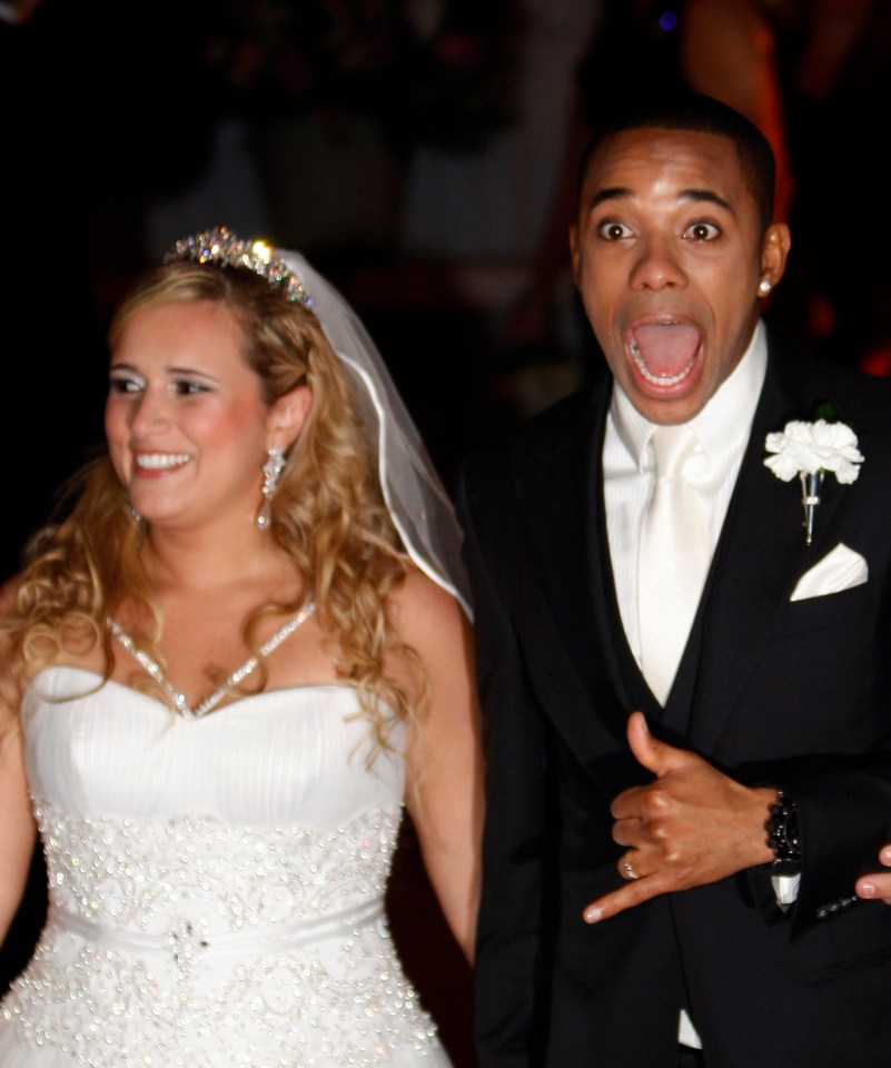 Robinho and his bride at their wedding.