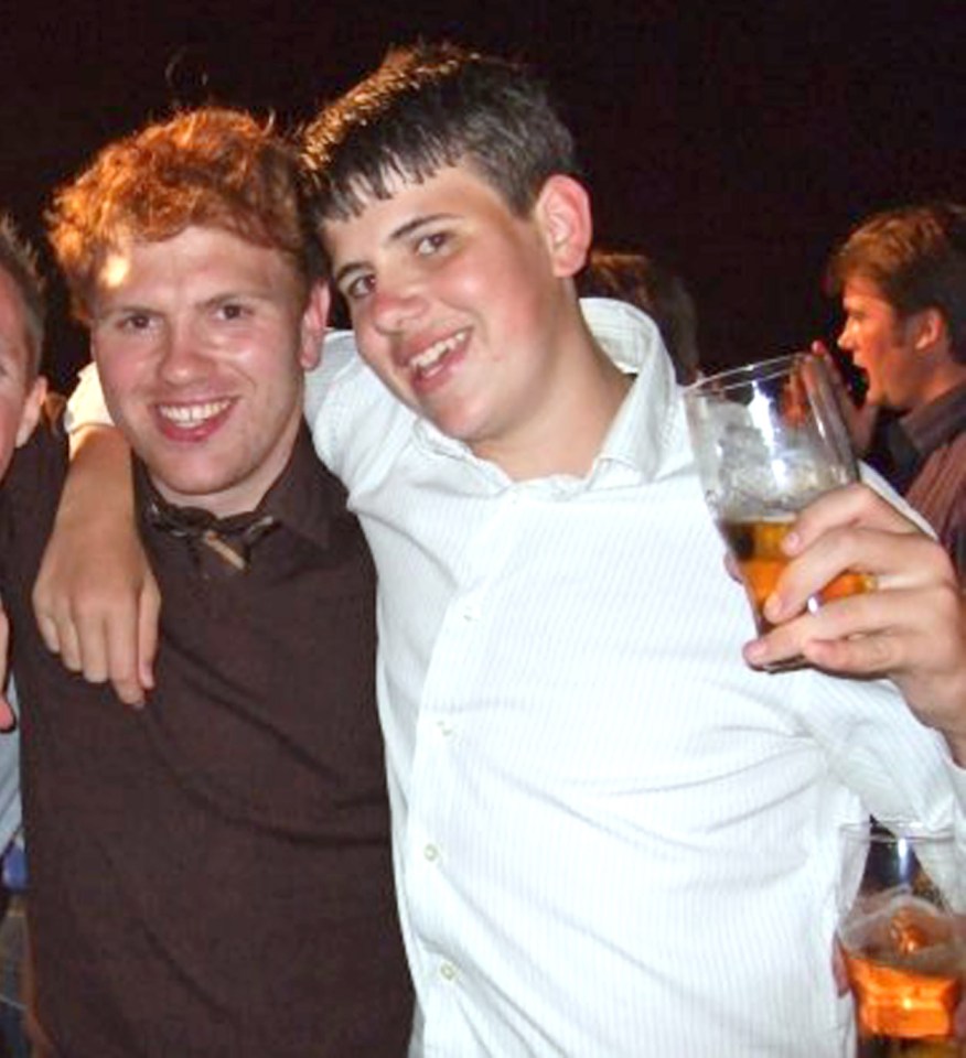 Photo of two brothers, one holding a beer.