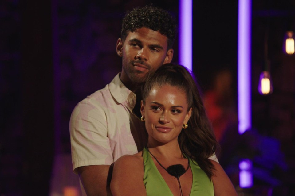 Olivia Hawkins and Maxwell Samuda on Love Island.