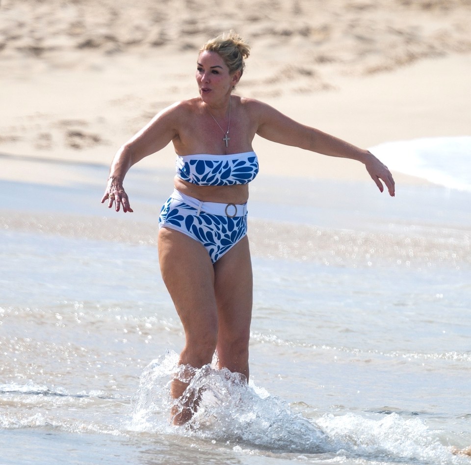 Claire Sweeney on a Barbados beach.