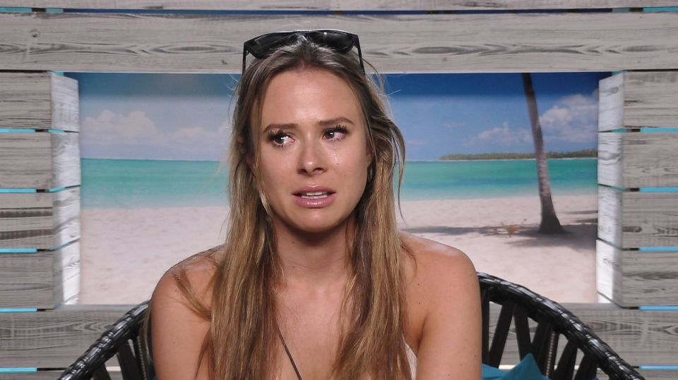 Camilla Thurlow crying on Love Island.