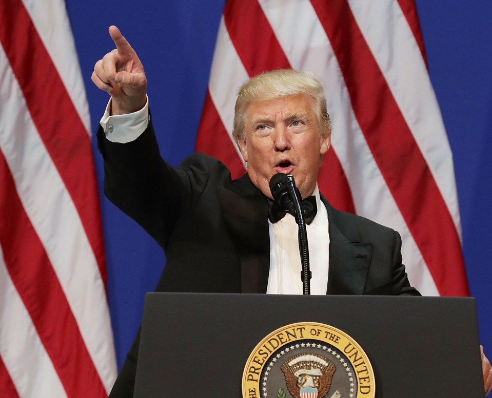 President Trump speaking at the Armed Forces Ball.