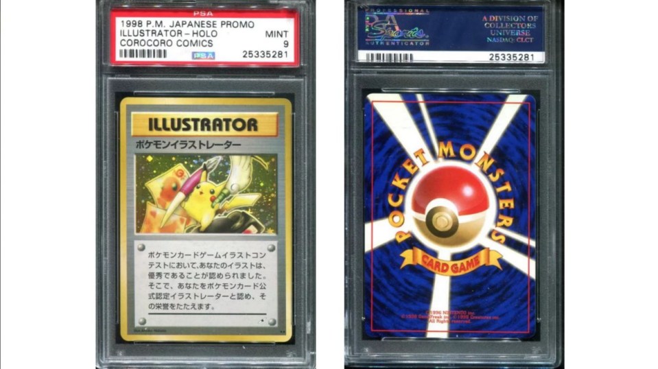 A Single Pokémon Card Just Became The Most Expensive Ever, Selling For $195,000. Pokémon "Pikachu Illustrator" Trainer Promo Hologram Trading Card, 1998. Graded PSA 9 Mint. Fan-favorite Pikachu, stars on the most valuable and rarest Pokémon card in the world.