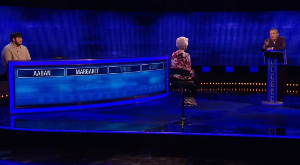 The Chase contestant Margaret, the show's oldest female player, with other contestants and host.