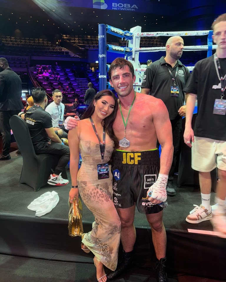 Chloe Brockett and Jack Fincham after a boxing match.