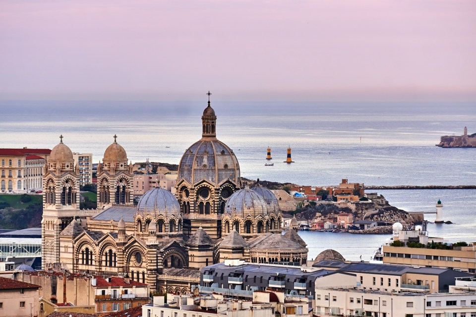 Marseille Cathedral overlooking the Mediterranean Sea.