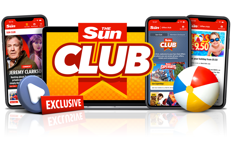 Illustration of The Sun Club app and website, showcasing exclusive content and offers.