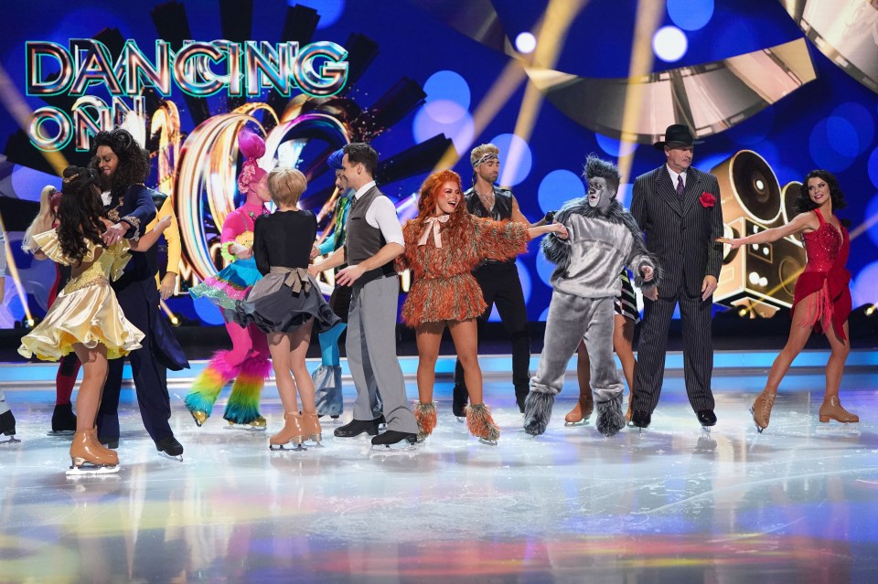 Contestants and professional skaters on the Dancing on Ice TV show.