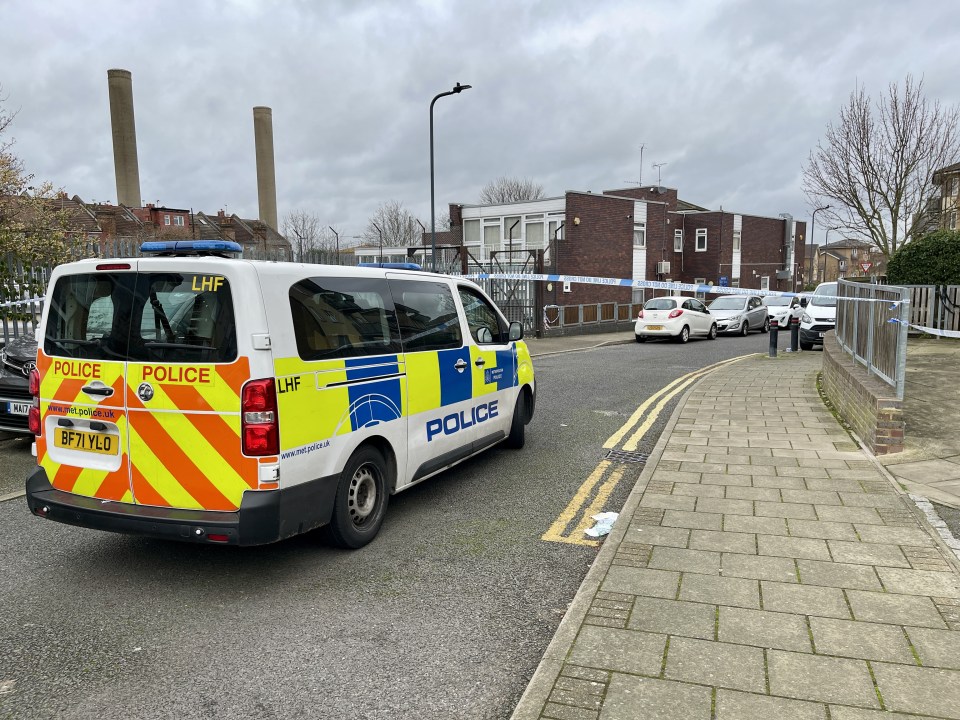 Police van at a crime scene.