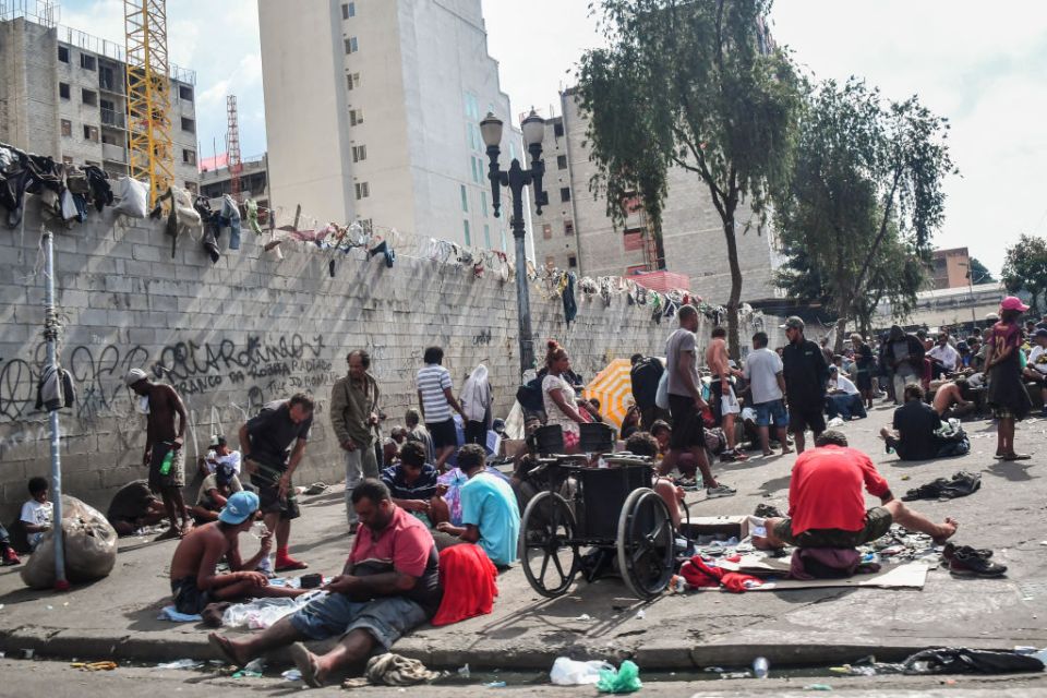 Drug addicts in a rundown area of Sao Paulo, Brazil.