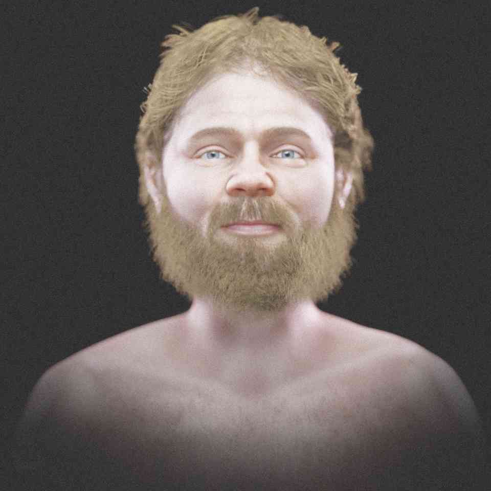 Reconstructed face of the Porsmose man.