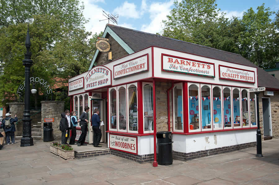 Barnett's confectionery shop at Crich Tramway Village.