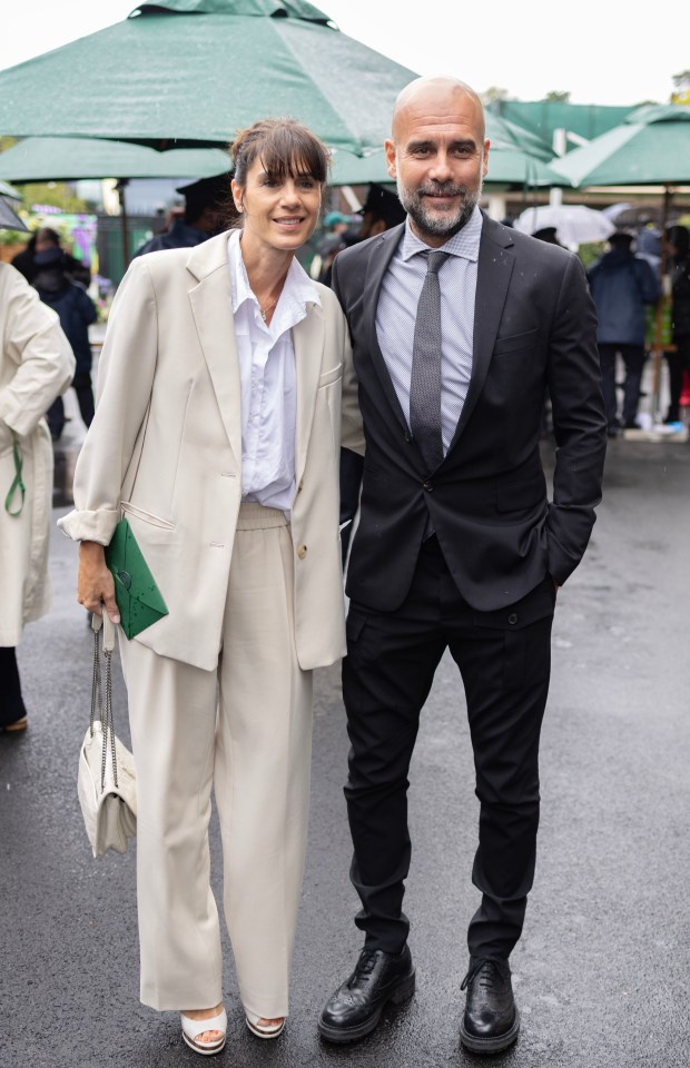 Pep Guardiola with his wife, Cristina Serra, at Wimbledon.