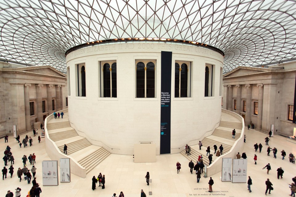 The Queen Elizabeth II Great Court at the British Museum, showing the Reading Room and entrance hall.