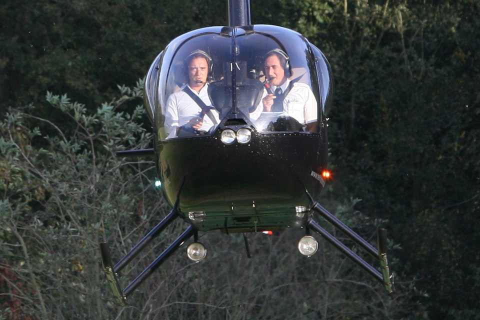 Richard Hammond piloting a helicopter.