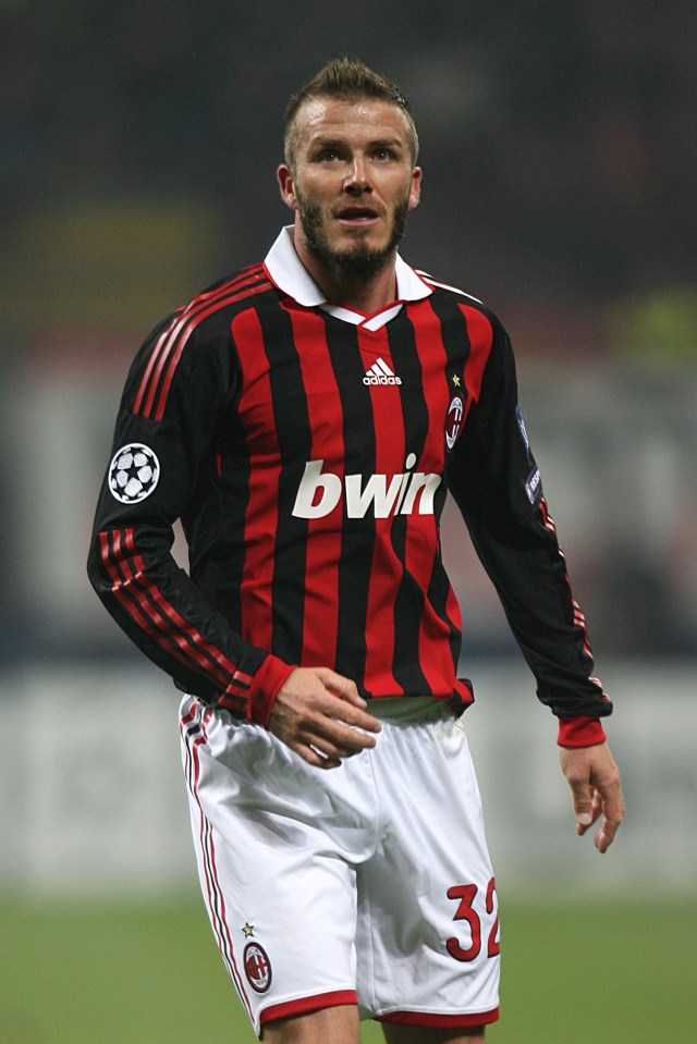 David Beckham in AC Milan uniform.