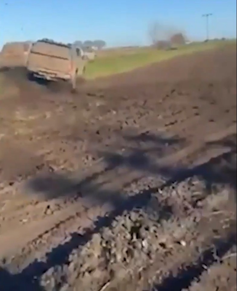 Truck stuck in mud.