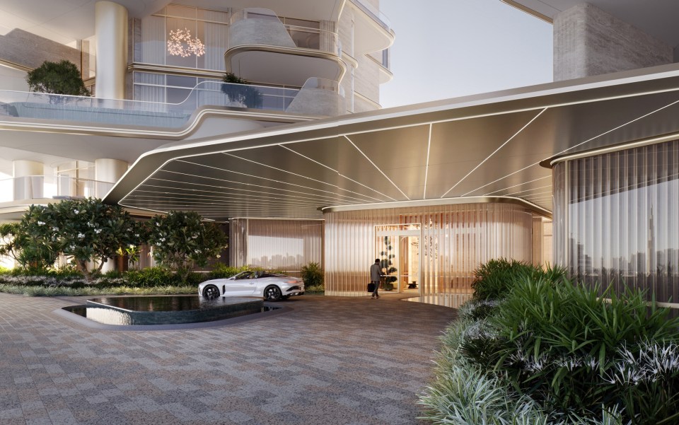 Rendering of Regent Residences Dubai entrance.