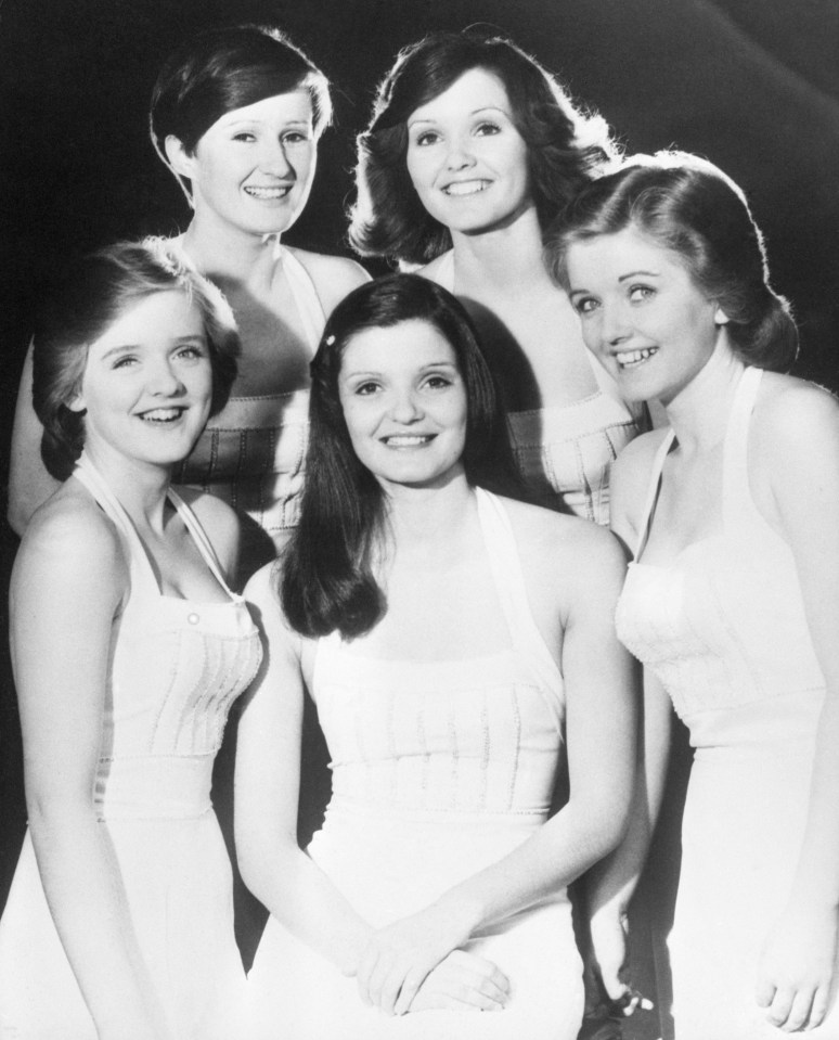 Black and white photo of The Nolan Sisters.