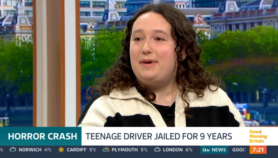 A young woman on Good Morning Britain discusses a teenage driver jailed for nine years following a fatal car crash.