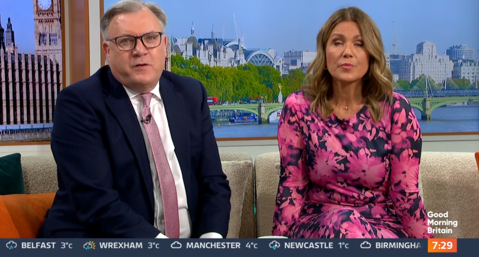 Susanna Reid and a male co-host on Good Morning Britain.