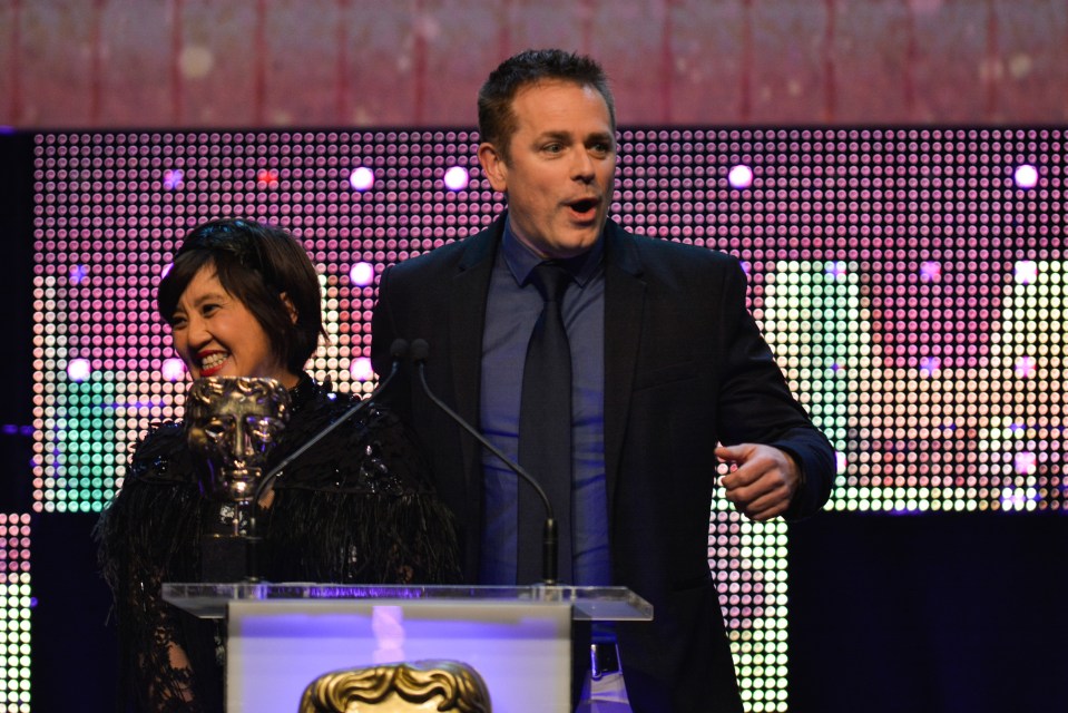 Two presenters at a children's awards ceremony.