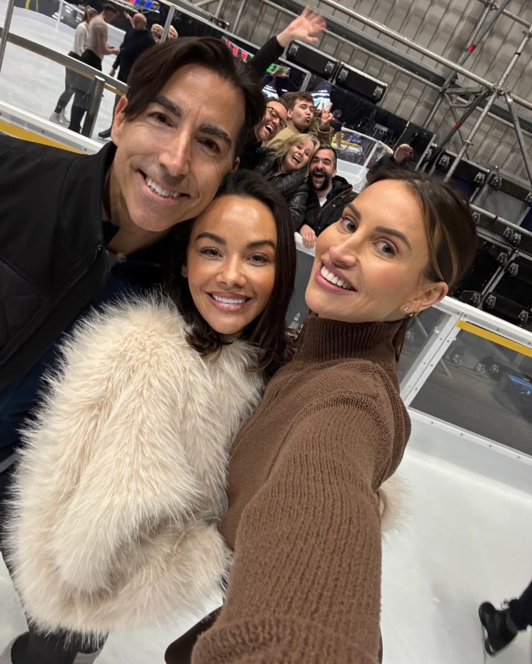 Dancing on Ice's Andy Buchanan, Chelsee Healey, and others backstage.