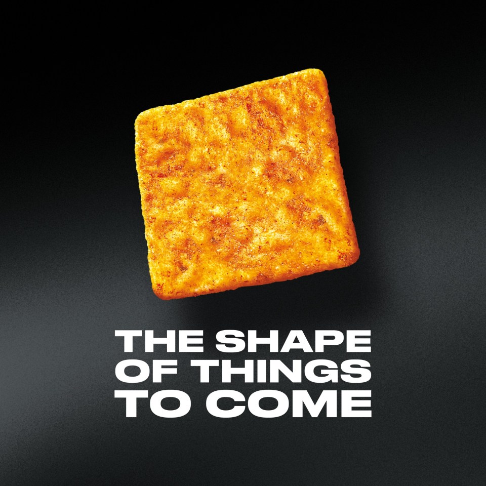 Square Doritos chip; "The shape of things to come."