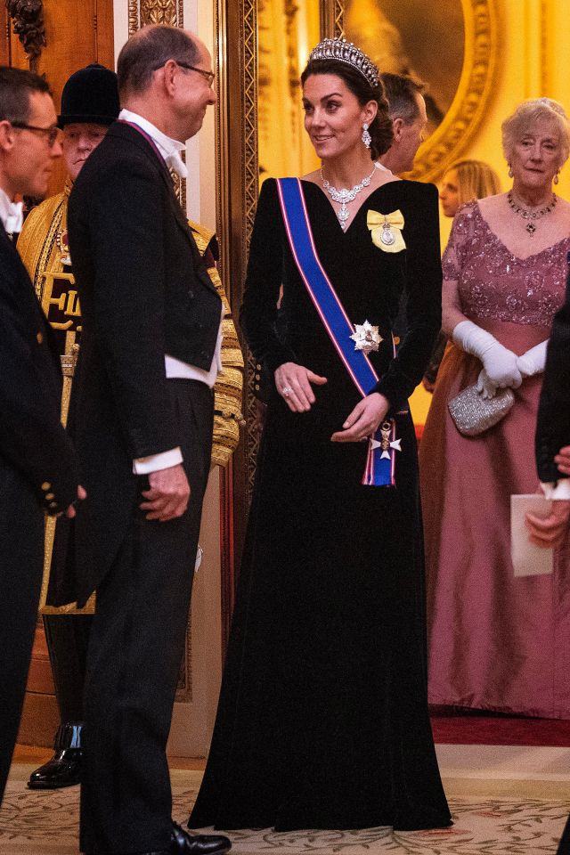 The Duchess of Cambridge at an evening reception at Buckingham Palace.