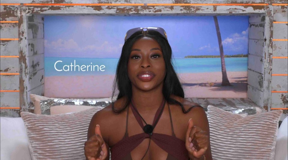 Catherine from Love Island giving a thumbs-up.