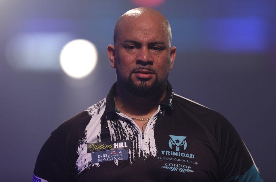 Devon Petersen of South Africa at the PDC World Darts Championship.