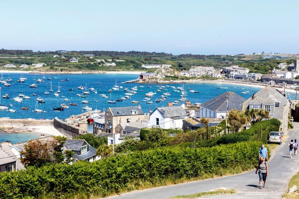 View of Star Castle and St Mary's harbor in the Isles of Scilly.