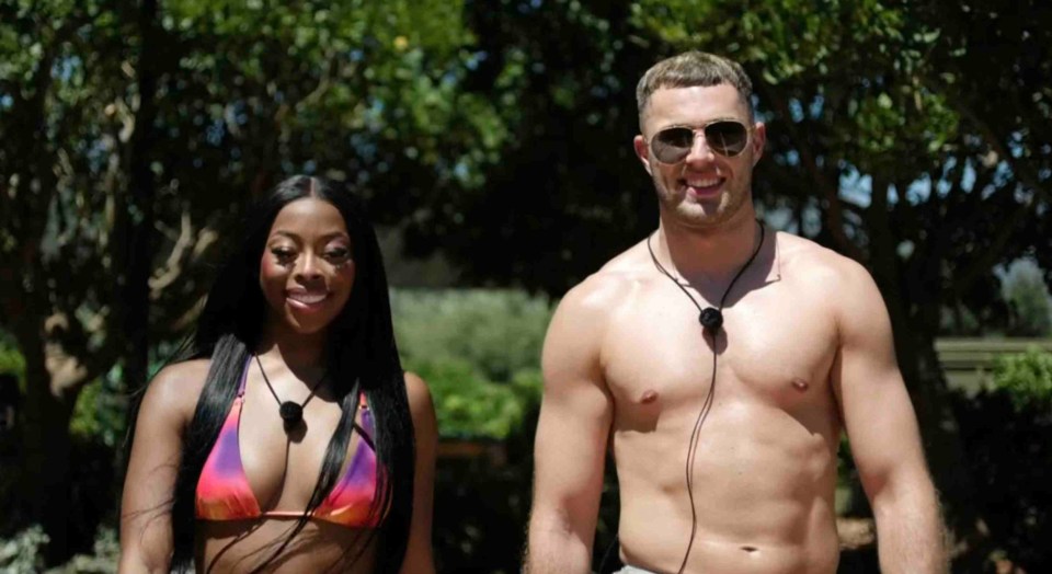 Catherine Agbaje and Curtis Pritchard at the Love Island villa.