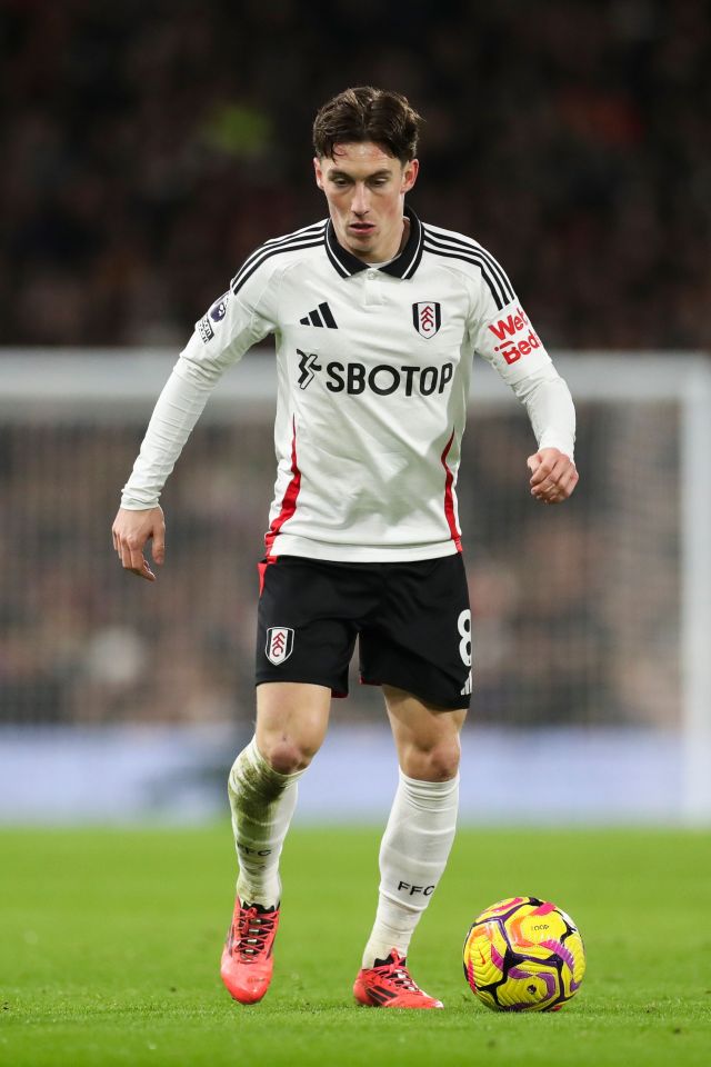 Harry Wilson, Fulham midfielder, #8, during a match.