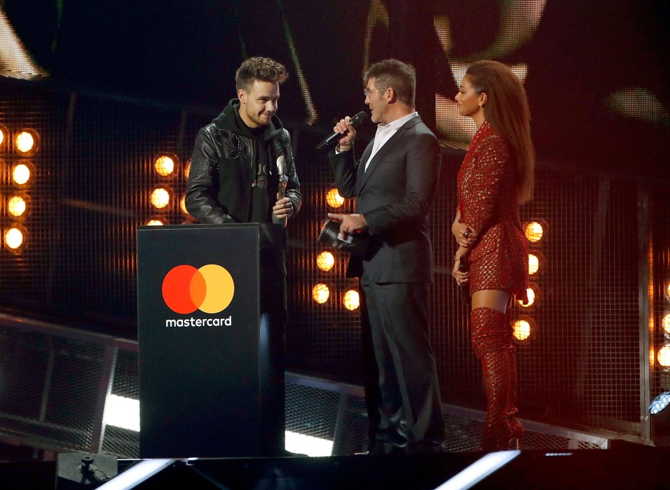 Liam Payne, Simon Cowell, and Nicole Scherzinger at the 2017 BRIT Awards.